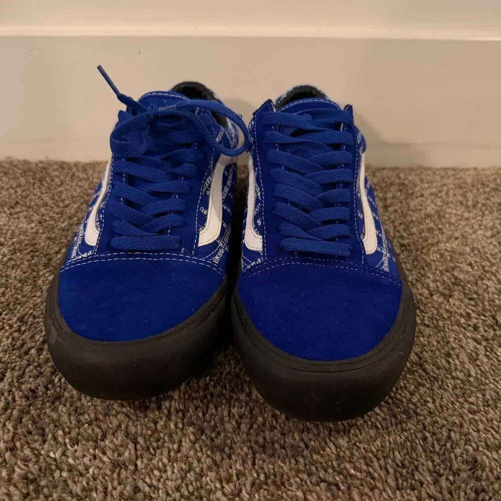 SUPREME X VANS Men's Old Skool Pro Logo Pattern Size 10.5 In Royal/Black